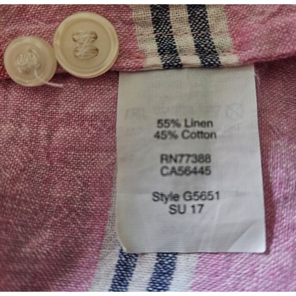 J. CREW Women's S Shirt Button Up Pink Striped Linen Cotton Long Sleeve Bust 38" - Picture 8 of 8